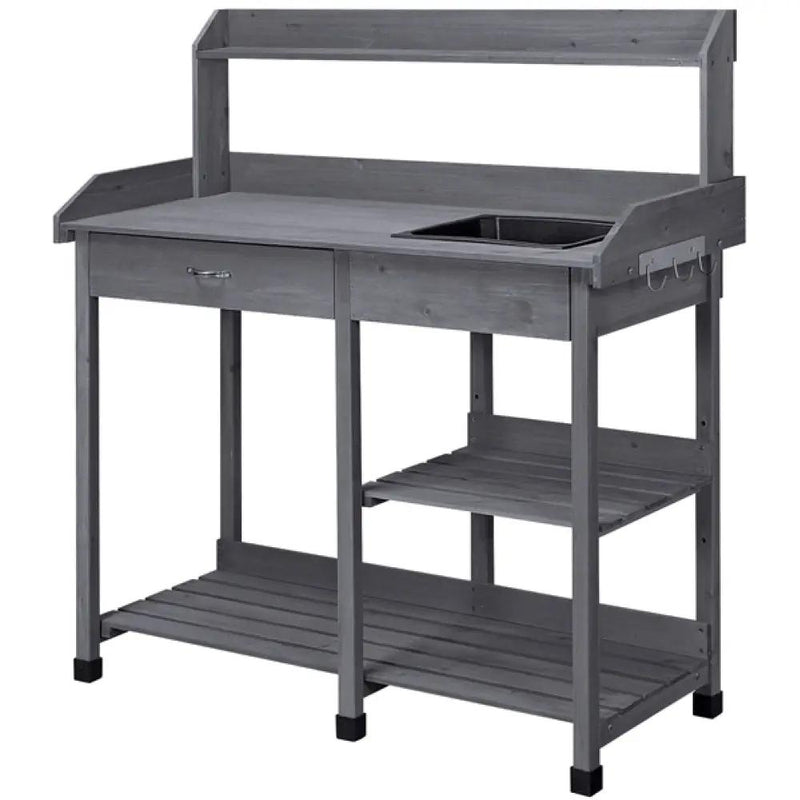 Garden Potting Bench with Basin Garden Work Bench Station by Yaheetech