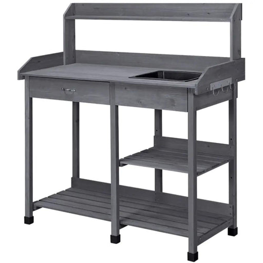 Garden Potting Bench with Basin Garden Work Bench Station by Yaheetech