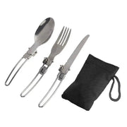 Camping Foldable Cutlery Set - Portable Stainless Steel Utensils for Outdoor Dining | Travel Tableware by Mead's Supply & Equipment Outfitters limited