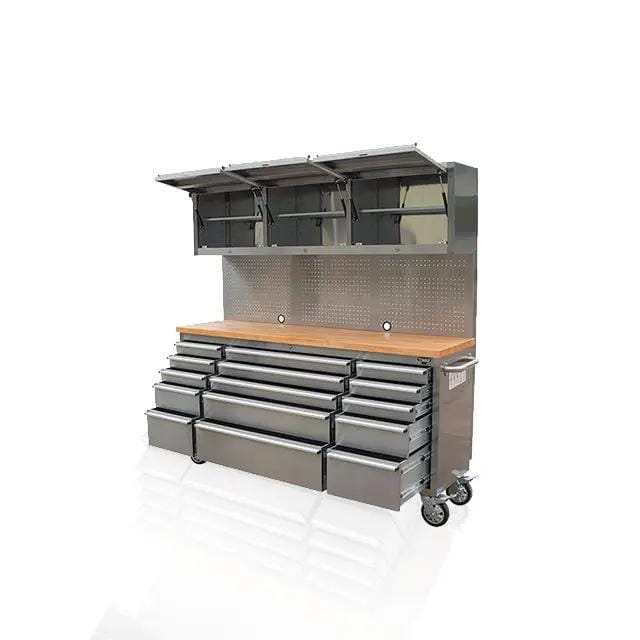 72 Inch 18 Drawers Stainless Steel Tool Chest workbench by Kiwi Grab