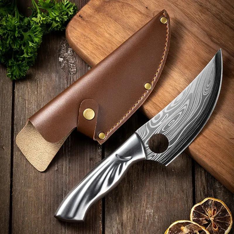 Damascus Stainless Steel Bone Knife For Kitchen Bone cutting knife and cover by China Dropship