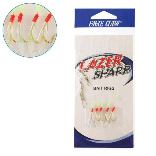 Lazer Sharp Sabiki Bait Rig #4 Ctn6 packaging showing needle sharp hooks for fishing.
