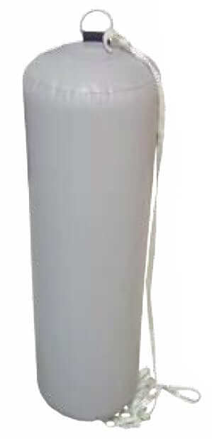 Inflatable Fender Easystore Grey 32cm x 104cm showing the light grey colour and design for easy storage.