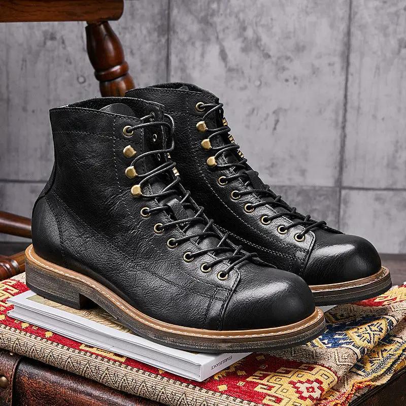 Men's Vintage Leather High Top Martin Boots for Summer by Mead's Supply & Equipment Outfitters limited