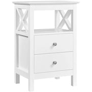 Farmhouse Bedside Table with 2 Drawer 1 Shelf Storage Cabinet Sofa Side Table by Yaheetech