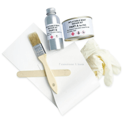 Davit Pad glue kit or Inflatable Boat Repair Kit-PVC components including adhesive, brush, fabric, and gloves.