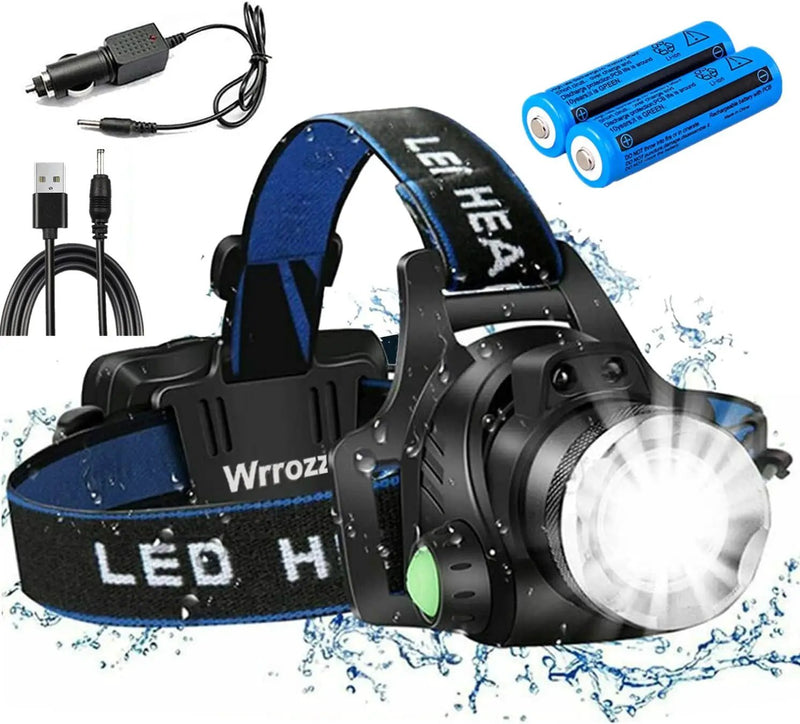 Super Bright Powerful Headlamp LED Head Torch USB Rechargeable Headlight Head Lamp by China Dropship