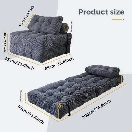 Folding Sofa Convertible Comfy Foam Couch Bed Foldable Mattress by dealonline.co.nz