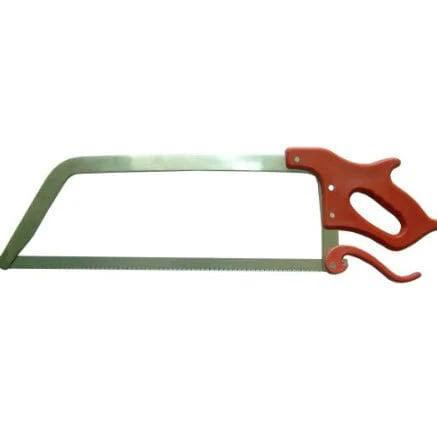 Butchers Saw - Stainless/Polyprop Handle 500mm with a red quick-release handle and rust-proof stainless steel frame.