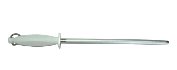 Egginton Butchers Steel Plastic Handle P202 #5 300mm professional sharpening steel with white polypropylene handle.