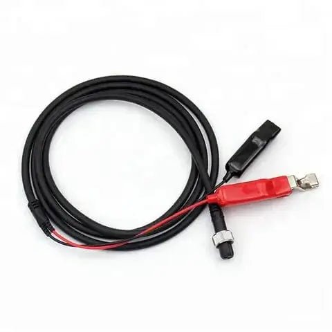 Electric Reel Cable (Twin Pin) with red and black connectors for electrical applications.