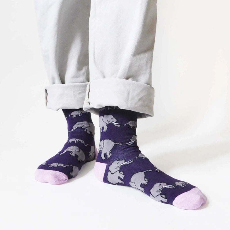 Save the Elephants Bamboo Socks by Barekind NZ