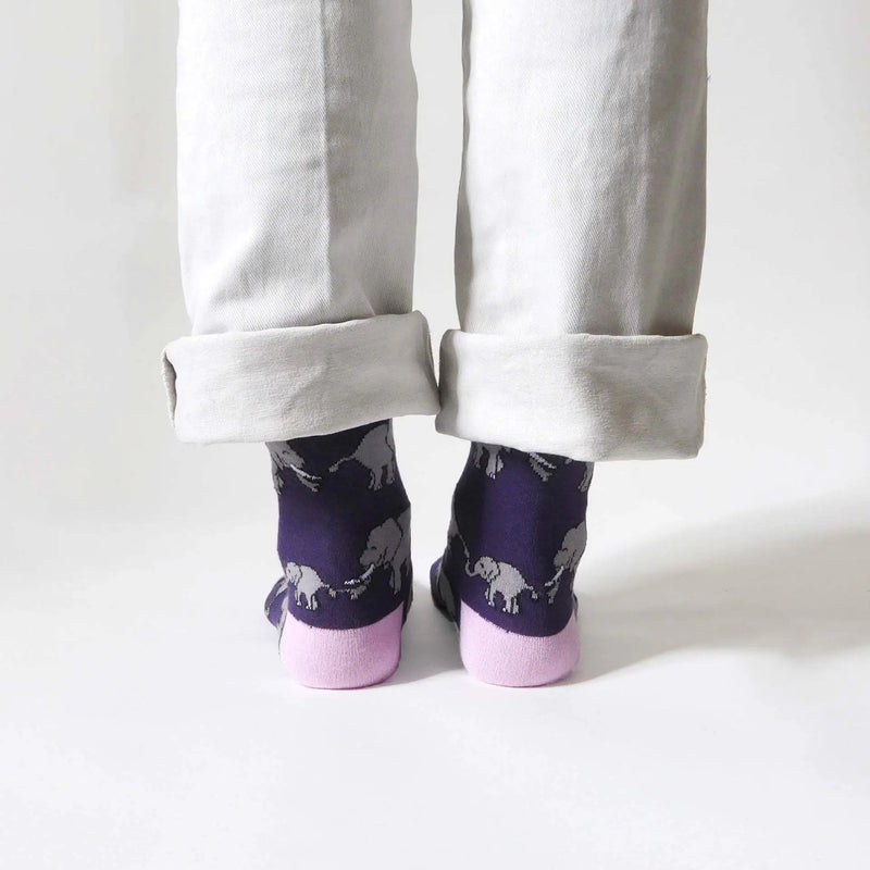 Save the Elephants Bamboo Socks by Barekind NZ