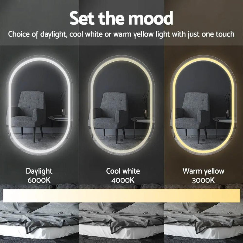 SportZone.co.nz Health & Beauty > Makeup > Makeup Mirrors Embellir 2 LED Wall Mirror With Light 50X75CM Bathroom Decor Oval Mirrors Vanity Embellir 2 LED Wall Mirror With Light 50X75CM Bathroom Decor Oval Mirrors Vanity