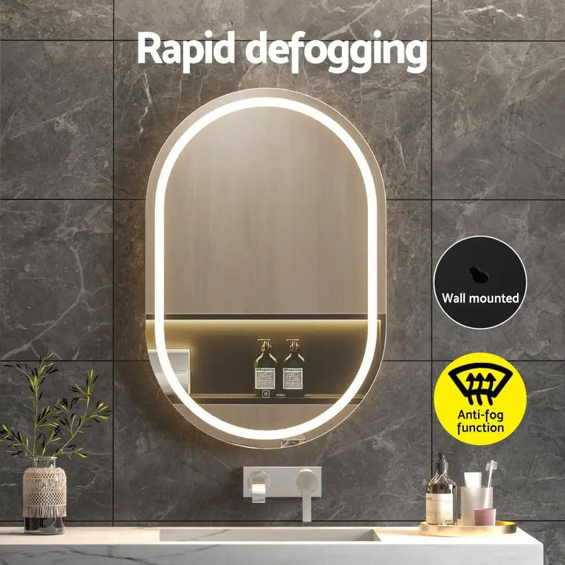 SportZone.co.nz Health & Beauty > Makeup > Makeup Mirrors Embellir 2 LED Wall Mirror With Light 50X75CM Bathroom Decor Oval Mirrors Vanity Embellir 2 LED Wall Mirror With Light 50X75CM Bathroom Decor Oval Mirrors Vanity
