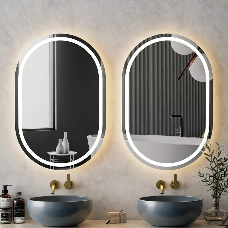 SportZone.co.nz Health & Beauty > Makeup > Makeup Mirrors Embellir 2 LED Wall Mirror With Light 50X75CM Bathroom Decor Oval Mirrors Vanity Embellir 2 LED Wall Mirror With Light 50X75CM Bathroom Decor Oval Mirrors Vanity