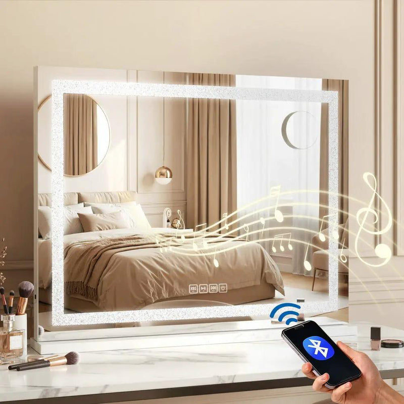 SportZone.co.nz Home & Garden > Decor > Mirrors Embellir Bluetooth Makeup Mirror 58x46cm Hollywood Vanity with LED Light Crystal Embellir Bluetooth Makeup Mirror 58x46cm Hollywood Vanity with LED Light Crystal
