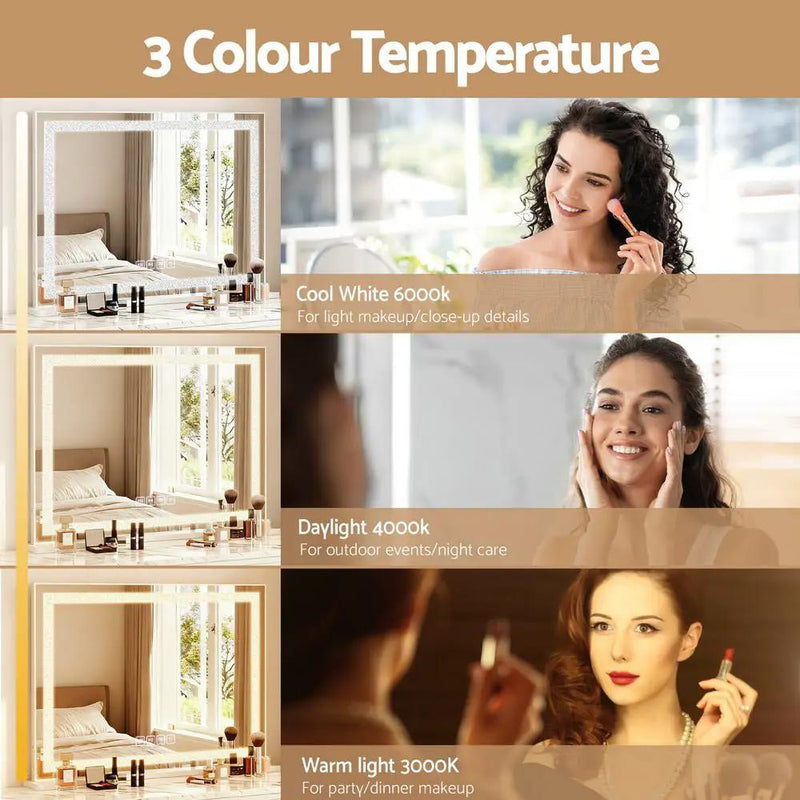 SportZone.co.nz Home & Garden > Decor > Mirrors Embellir Bluetooth Makeup Mirror 58x46cm Hollywood Vanity with LED Light Crystal Embellir Bluetooth Makeup Mirror 58x46cm Hollywood Vanity with LED Light Crystal