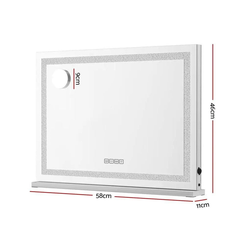SportZone.co.nz Home & Garden > Decor > Mirrors Embellir Bluetooth Makeup Mirror 58x46cm Hollywood Vanity with LED Light Crystal Embellir Bluetooth Makeup Mirror 58x46cm Hollywood Vanity with LED Light Crystal