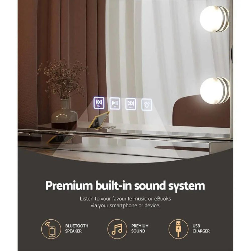 SportZone.co.nz Home & Garden > Decor > Mirrors Embellir Bluetooth Makeup Mirror 58x46cm Hollywood Vanity with LED Light Wall Embellir Bluetooth Makeup Mirror 58x46cm Hollywood Vanity with LED Light Wall