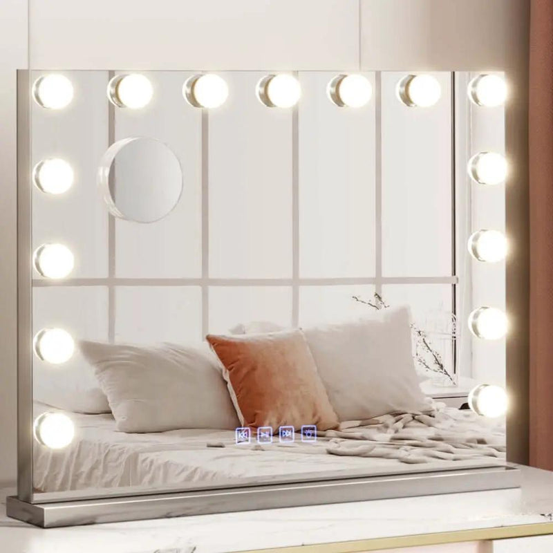 SportZone.co.nz Home & Garden > Decor > Mirrors Embellir Bluetooth Makeup Mirror 58x46cm Hollywood Vanity with LED Light Wall Embellir Bluetooth Makeup Mirror 58x46cm Hollywood Vanity with LED Light Wall