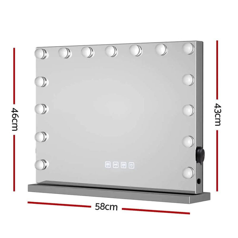 SportZone.co.nz Home & Garden > Decor > Mirrors Embellir Bluetooth Makeup Mirror 58x46cm Hollywood Vanity with LED Light Wall Embellir Bluetooth Makeup Mirror 58x46cm Hollywood Vanity with LED Light Wall