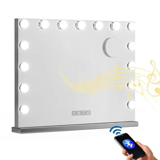 SportZone.co.nz Home & Garden > Decor > Mirrors Embellir Bluetooth Makeup Mirror 58x46cm Hollywood Vanity with LED Light Wall Embellir Bluetooth Makeup Mirror 58x46cm Hollywood Vanity with LED Light Wall