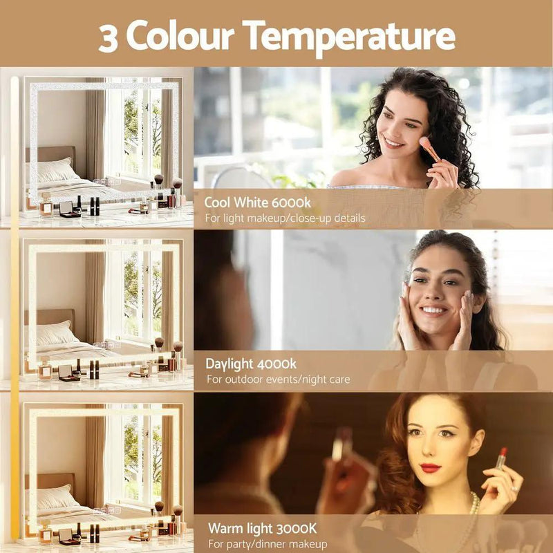 SportZone.co.nz Home & Garden > Decor > Mirrors Embellir Bluetooth Makeup Mirror 80x58cm Hollywood Vanity with LED Light Crystal Embellir Bluetooth Makeup Mirror 80x58cm Hollywood Vanity with LED Light Crystal