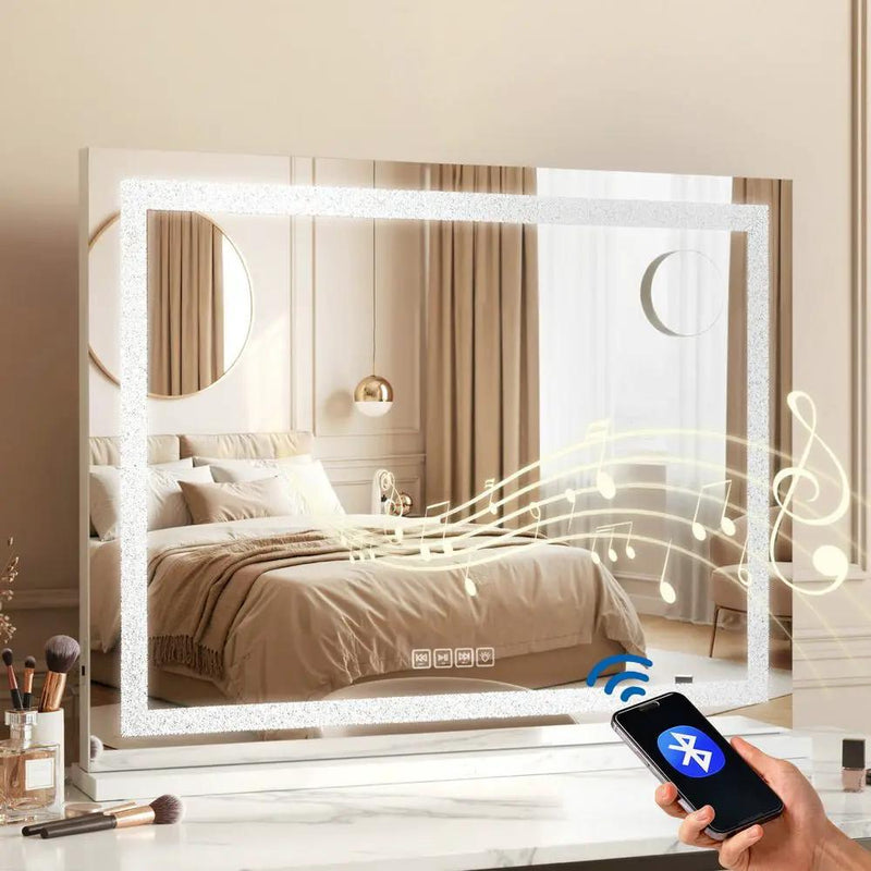 SportZone.co.nz Home & Garden > Decor > Mirrors Embellir Bluetooth Makeup Mirror 80x58cm Hollywood Vanity with LED Light Crystal Embellir Bluetooth Makeup Mirror 80x58cm Hollywood Vanity with LED Light Crystal