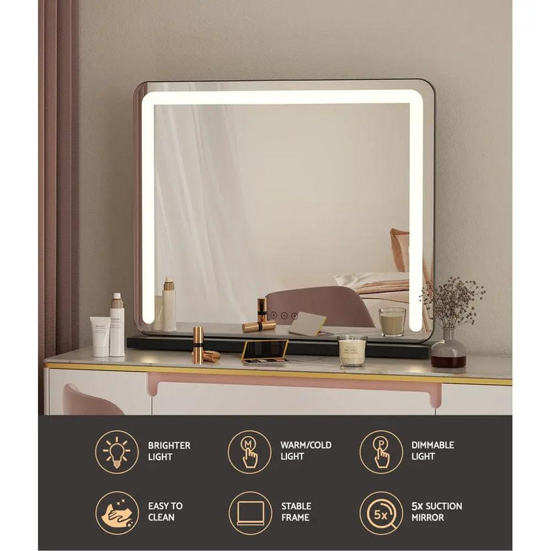 SportZone.co.nz Health & Beauty > Makeup > Makeup Mirrors Embellir Makeup Mirror 60x50cm Hollywood Vanity with LED Light Tabletop Black Embellir Makeup Mirror 60x50cm Hollywood Vanity with LED Light Tabletop Black