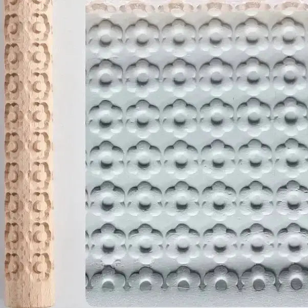 Habicare SS Embossed Wooden Rolling Pin for Clay & Pottery (different types available) Embossed Wooden Rolling Pin for Clay & Pottery (different types available)