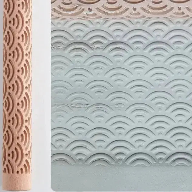Habicare SS Embossed Wooden Rolling Pin for Clay & Pottery (different types available) Embossed Wooden Rolling Pin for Clay & Pottery (different types available)