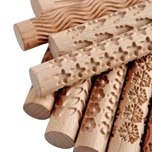 Embossed Wooden Rolling Pin for Clay & Pottery (different types available) – view 2