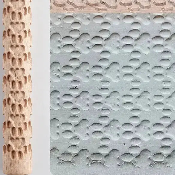 Habicare SS Embossed Wooden Rolling Pin for Clay & Pottery (different types available) Embossed Wooden Rolling Pin for Clay & Pottery (different types available)