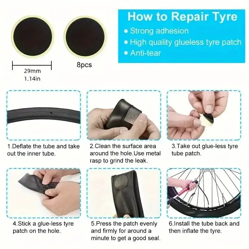 Habicare Emergency Bicycle Tyre Repair Kit with Glue-less Patches Emergency Bicycle Tyre Repair Kit with Glue-less Patches