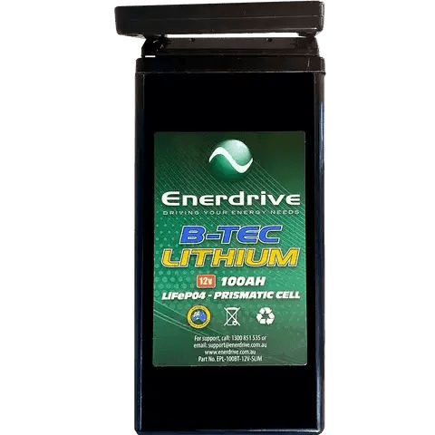 Enerdrive Battery Chargers B-TEC 100AH 12V LIFEPO4 Slim Case Battery
