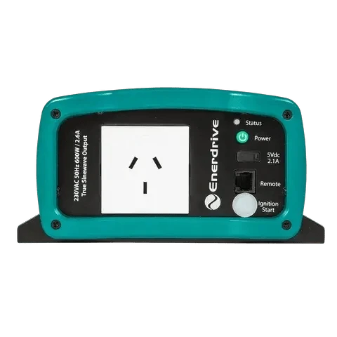 Epower 600w/12v PSW Inverter Gen2 front view with Australian GPO outlet and control panel features
