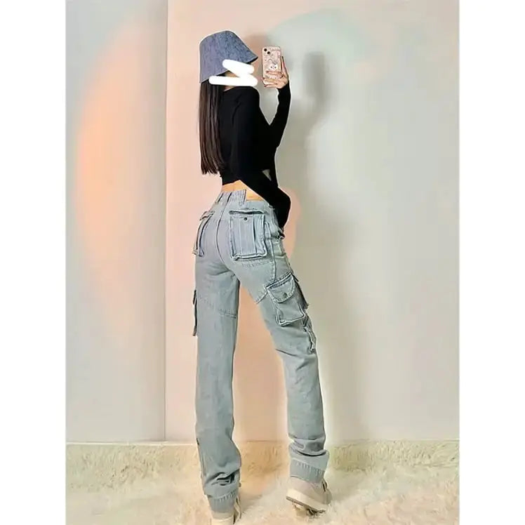 Women's High Street Multi-Pocket Cargo Jeans by Mead's Supply & Equipment Outfitters limited