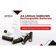 Epoch AA 1.5V 2300mAh USB Protected Li-ion Battery - 4 Pack by That Watch Shop