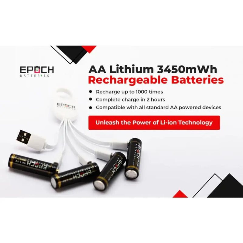 Epoch AA 1.5V 2300mAh USB Protected Li-ion Battery - 4 Pack by That Watch Shop