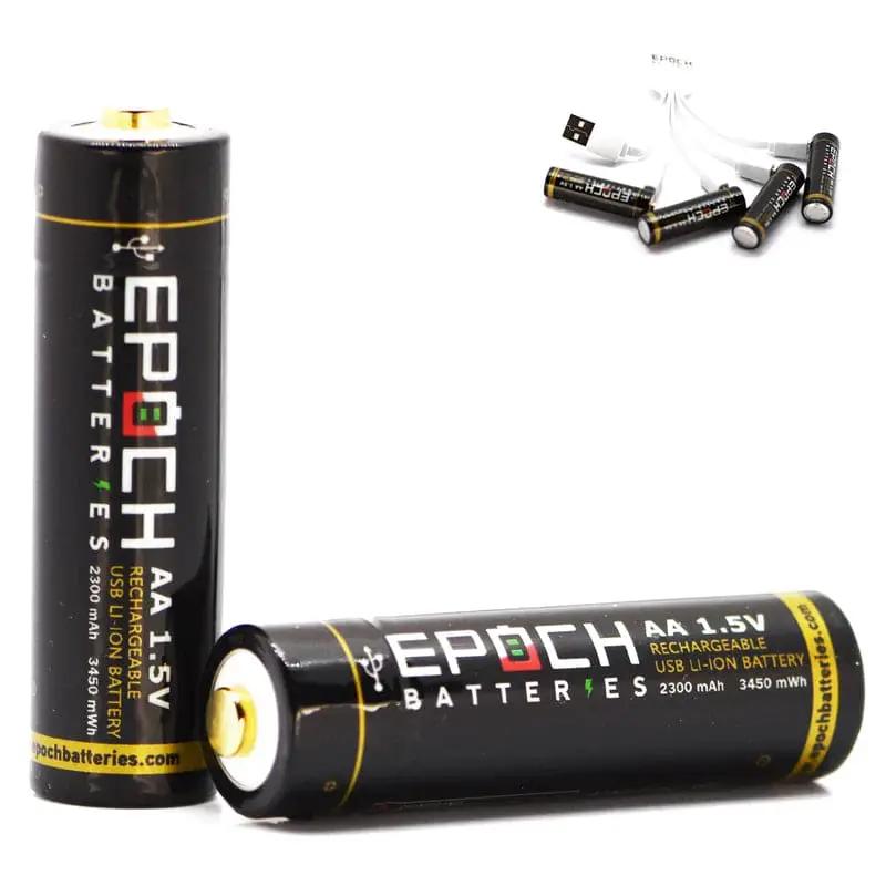 Epoch AA 1.5V 2300mAh USB Protected Li-ion Battery - 4 Pack by That Watch Shop
