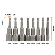 8PCS Socket Magnetic Nut Driver Set Drill Bit Adapter 1/4'' Hex Shank 6-13MM by salelink.co.nz