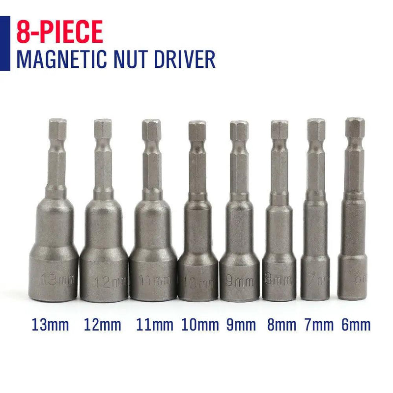 8PCS Socket Magnetic Nut Driver Set Drill Bit Adapter 1/4'' Hex Shank 6-13MM by salelink.co.nz