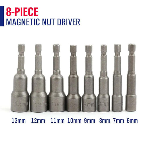 8PCS Socket Magnetic Nut Driver Set Drill Bit Adapter 1/4'' Hex Shank 6-13MM by salelink.co.nz