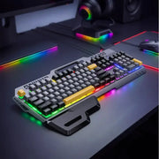 techplus Ergonomic Wired Gaming Keyboard with RGB Rainbow Light & Wrist Rest (GM702) GM702 Ergonomic Wired Gaming Keyboard with Backlighting