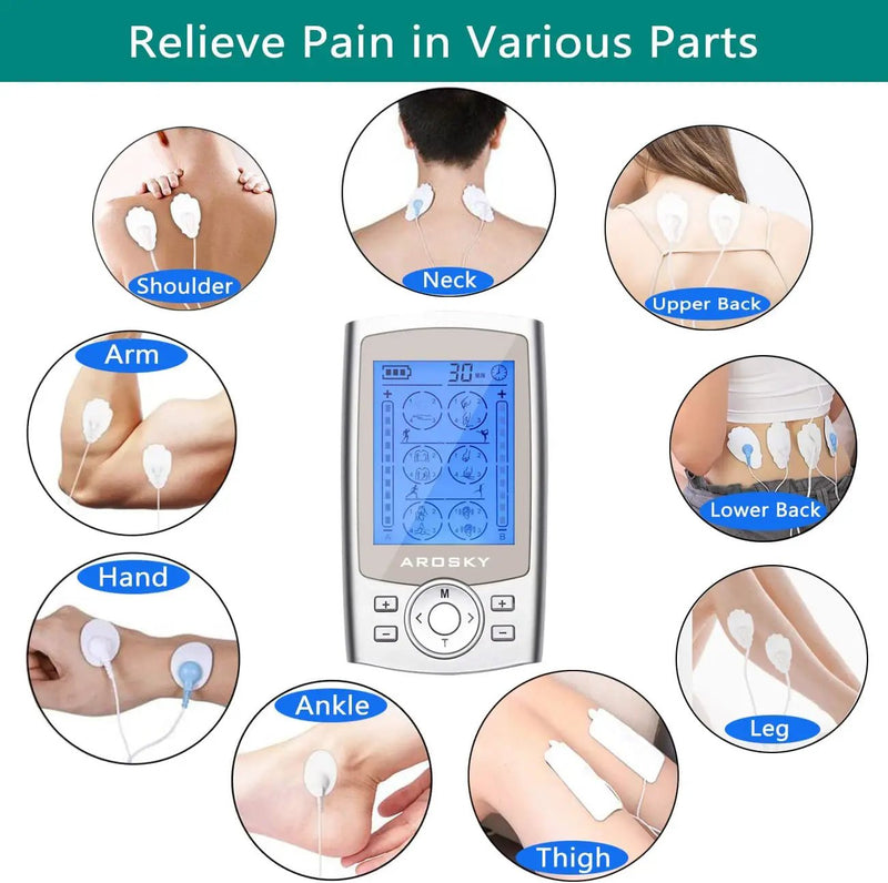 TENS Machine with 24 Massage Modes & 10 Pads by salelink.co.nz