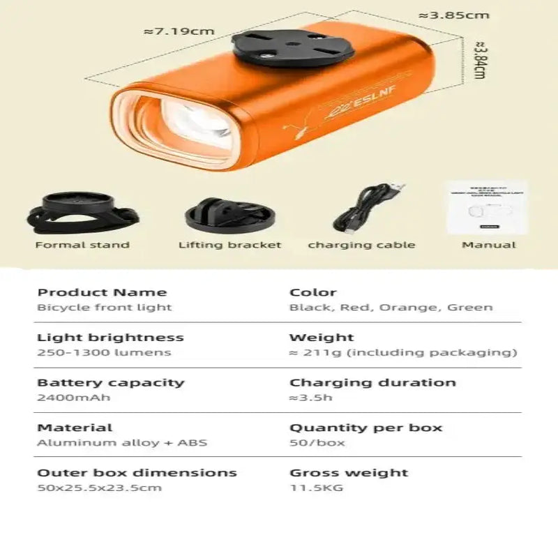 Habicare 1300-Lumen Aluminum Waterproof Bicycle Headlight 1300-Lumen Aluminum Waterproof Bicycle Headlight