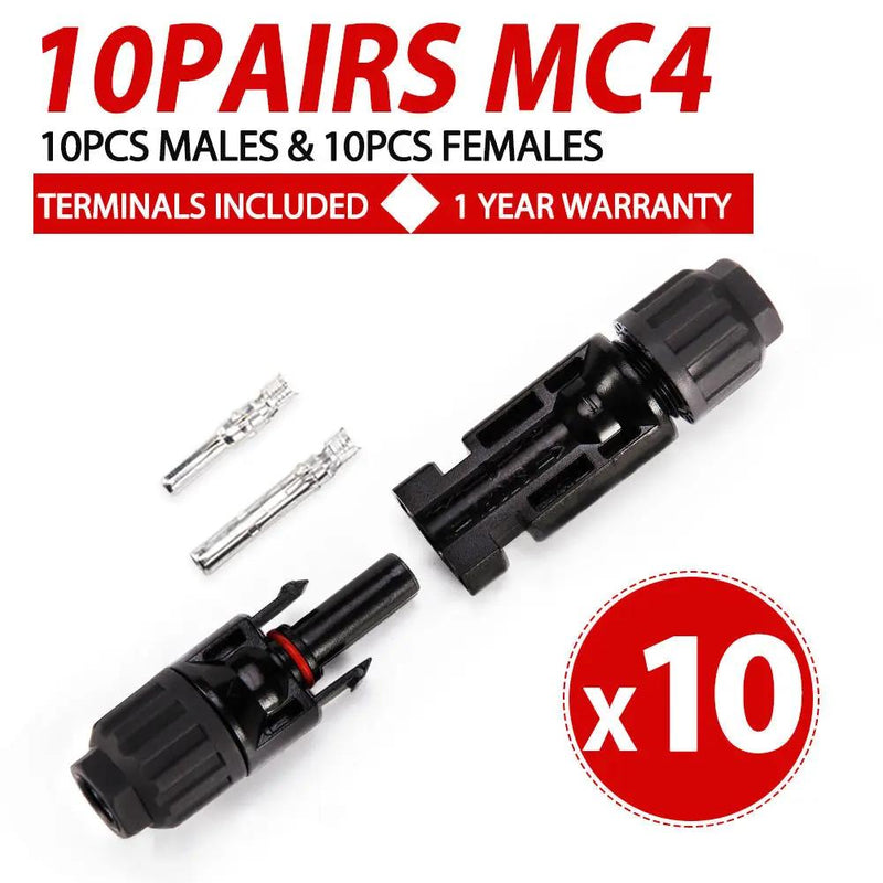 10 Pairs MC4 Connectors Solar Panel 30A Line Plug Socket Male Female PV IP67 by salelink.co.nz