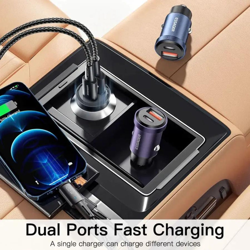 Essager Car Charger (Type C & USB Port) by 9eight5