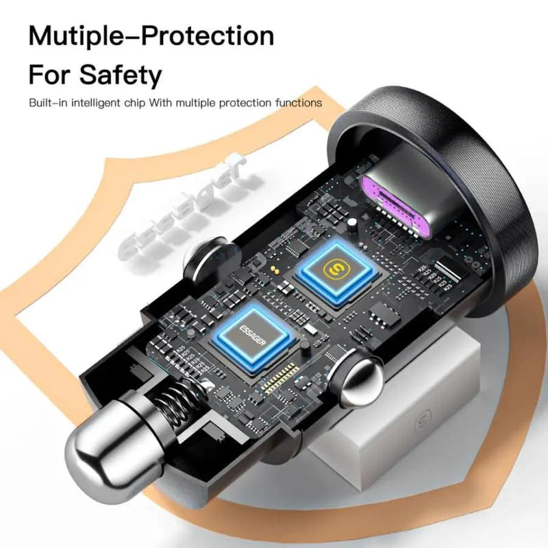 Essager Car Charger (Type C & USB Port) by 9eight5